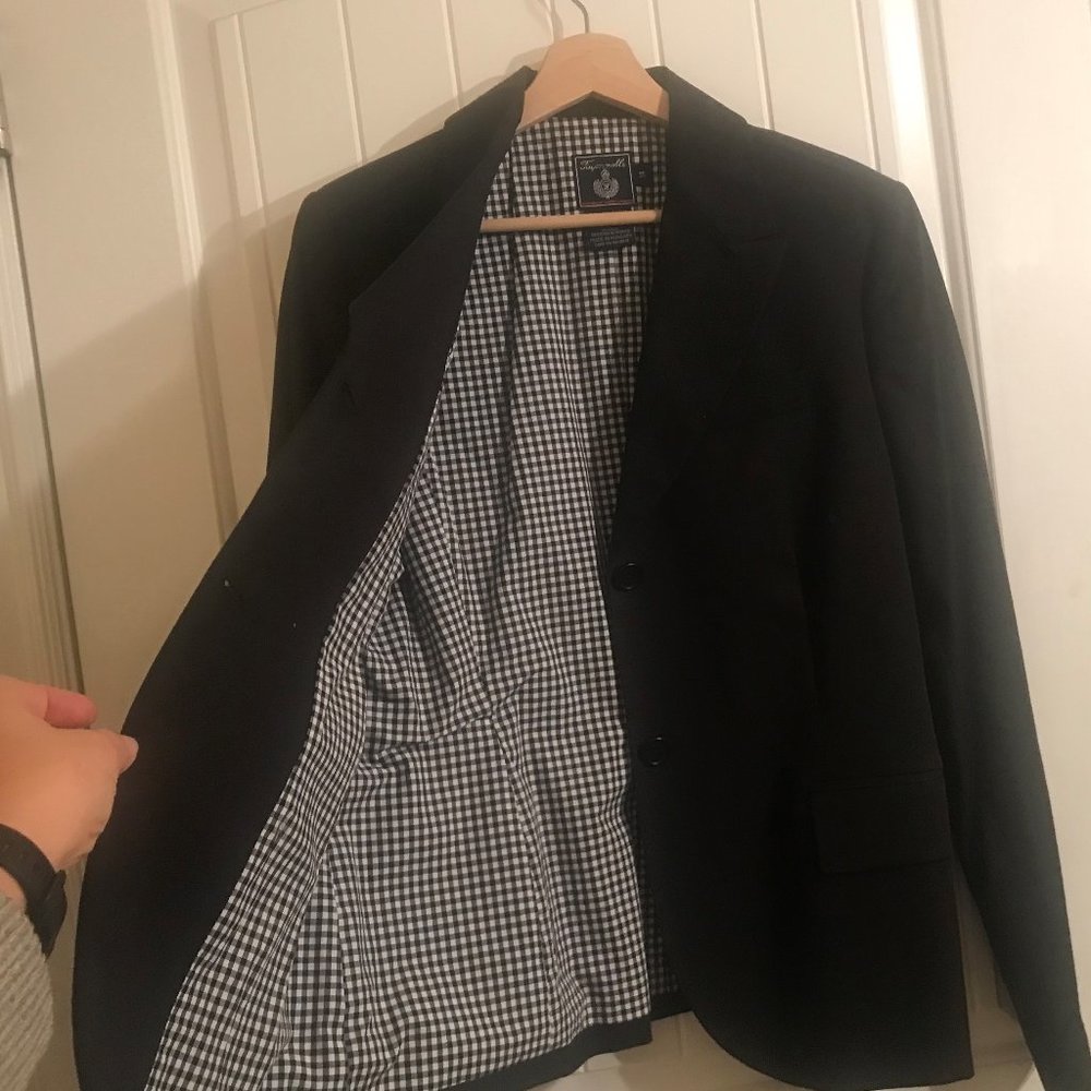 Faconnable Black Blazer with Checkered Lining